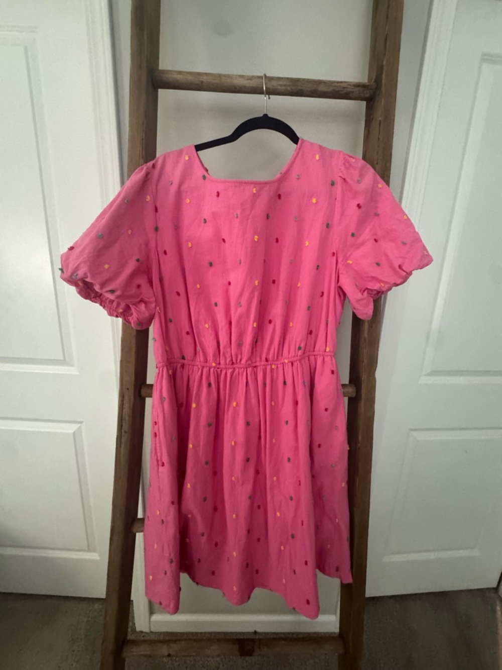 Women’s Pink Dot Print Short Sleeve Dress